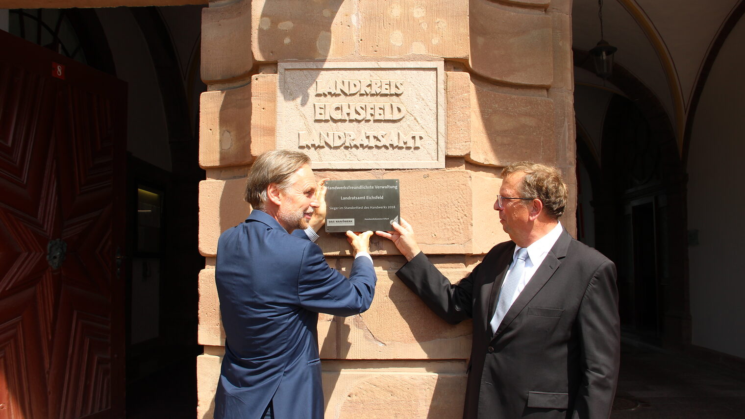 Stefan Lobenstein, Präsident der Handwerkskammer Erfurt und Dr. Werner Henning, Landrat des Eichsfeld (v.l.)