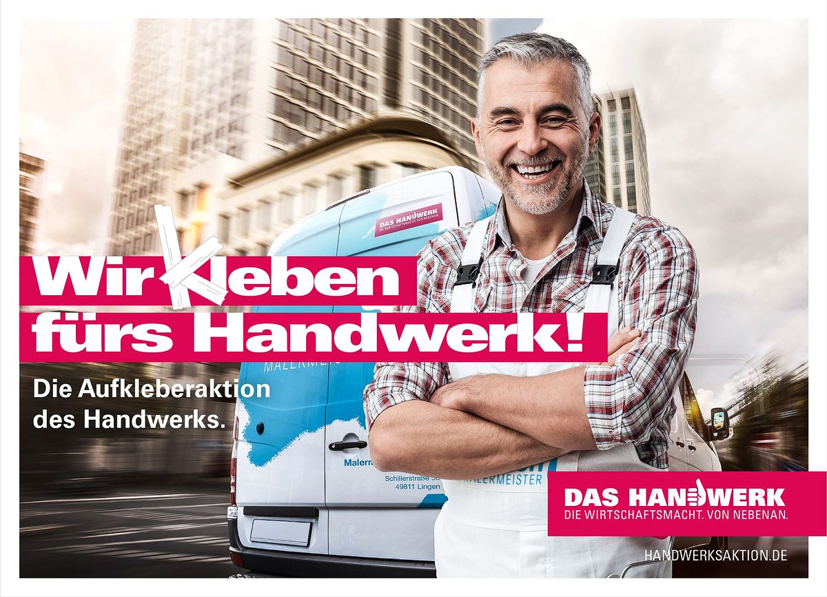 Mitmachen und gewinnen bei der Aktion "Wir kleben fürs Handwerk!": Unter allen Teilnehmern verlost das Handwerk einen MAN TGE und insgesamt zehn iPads. Mitmachen und gewinnen bei der Aktion "Wir kleben fürs Handwerk!": Unter allen Teilnehmern verlost das Handwerk einen MAN TGE und insgesamt zehn iPads.