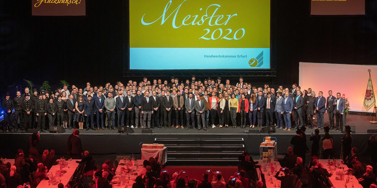 08.02.2020, Erfurt: Meisterfeier der Handwerkskammer Erfurt auf der Messe. 08.02.2020, Erfurt: Meisterfeier der Handwerkskammer Erfurt auf der Messe. Schlagwort(e): lth Handwerk Meister