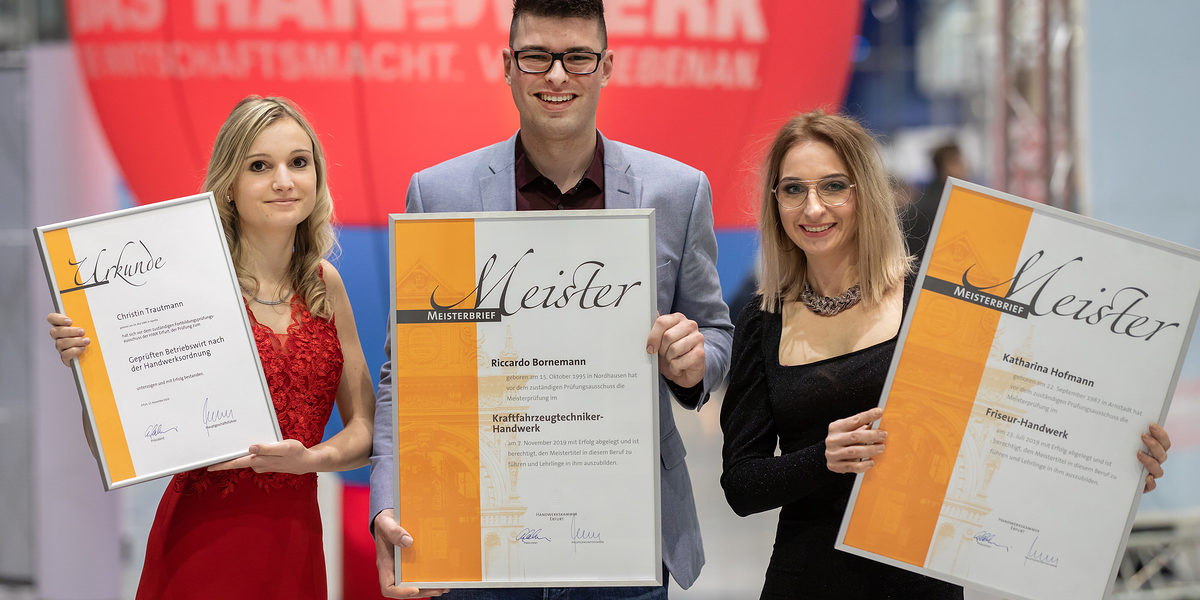 08.02.2020, Erfurt: Meisterfeier der Handwerkskammer Erfurt auf der Messe. 08.02.2020, Erfurt: Meisterfeier der Handwerkskammer Erfurt auf der Messe. Schlagwort(e): lth Handwerk Meister
