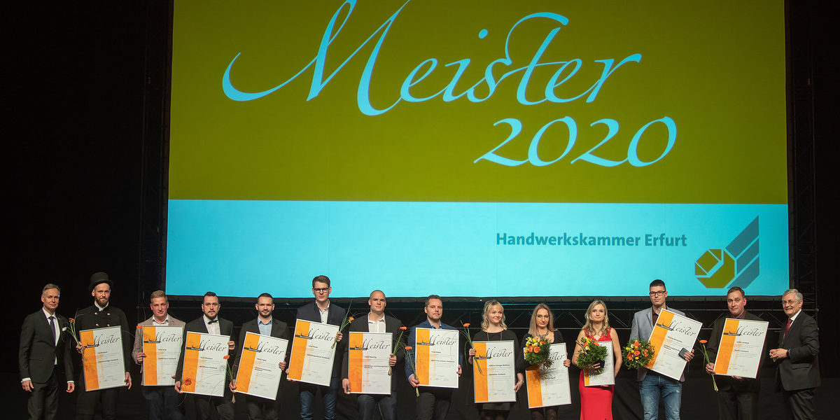 08.02.2020, Erfurt: Meisterfeier der Handwerkskammer Erfurt auf der Messe. 08.02.2020, Erfurt: Meisterfeier der Handwerkskammer Erfurt auf der Messe. Schlagwort(e): lth Handwerk Meister