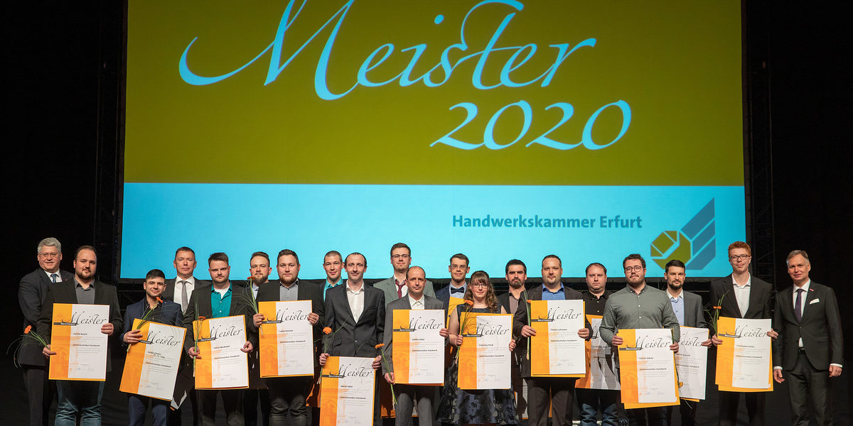 08.02.2020, Erfurt: Meisterfeier der Handwerkskammer Erfurt auf der Messe. 08.02.2020, Erfurt: Meisterfeier der Handwerkskammer Erfurt auf der Messe. Schlagwort(e): lth Handwerk Meister