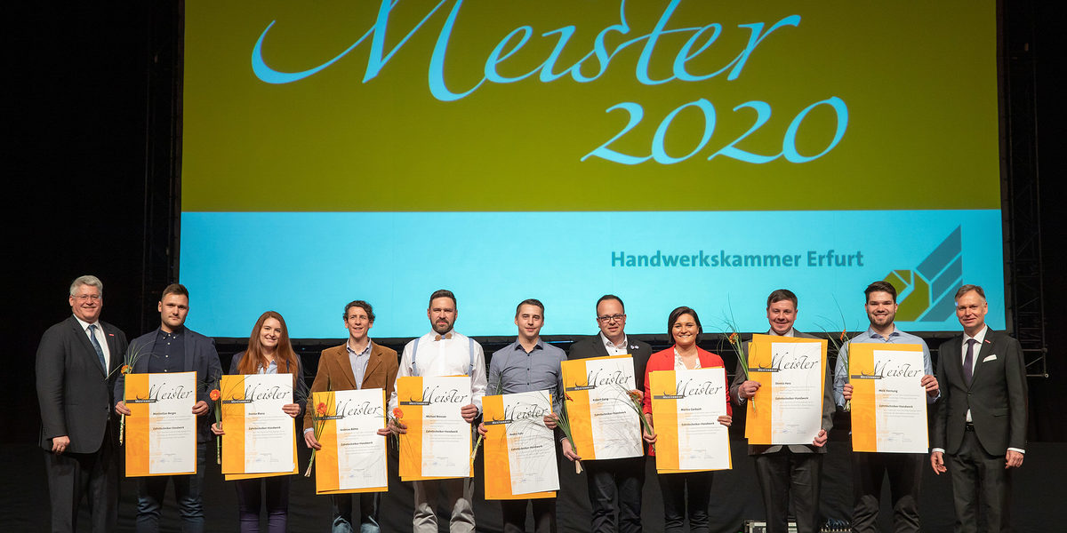 08.02.2020, Erfurt: Meisterfeier der Handwerkskammer Erfurt auf der Messe. 08.02.2020, Erfurt: Meisterfeier der Handwerkskammer Erfurt auf der Messe. Schlagwort(e): lth Handwerk Meister