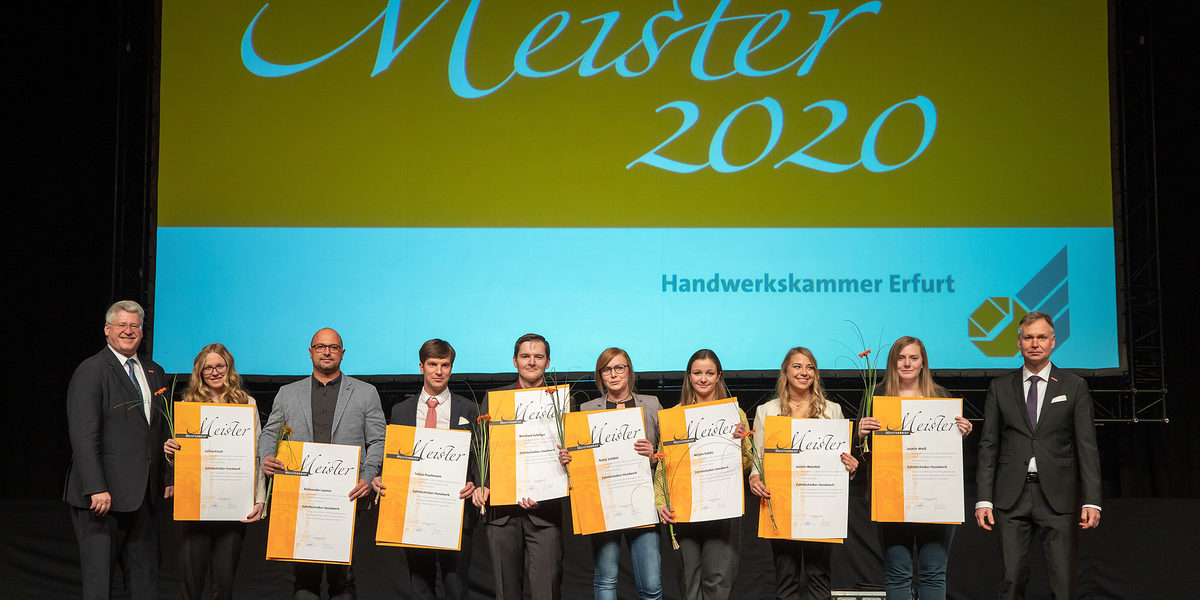 08.02.2020, Erfurt: Meisterfeier der Handwerkskammer Erfurt auf der Messe. 08.02.2020, Erfurt: Meisterfeier der Handwerkskammer Erfurt auf der Messe. Schlagwort(e): lth Handwerk Meister