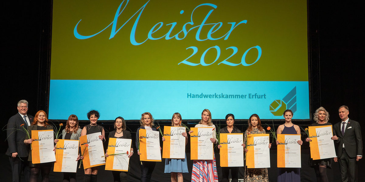 08.02.2020, Erfurt: Meisterfeier der Handwerkskammer Erfurt auf der Messe. 08.02.2020, Erfurt: Meisterfeier der Handwerkskammer Erfurt auf der Messe. Schlagwort(e): lth Handwerk Meister