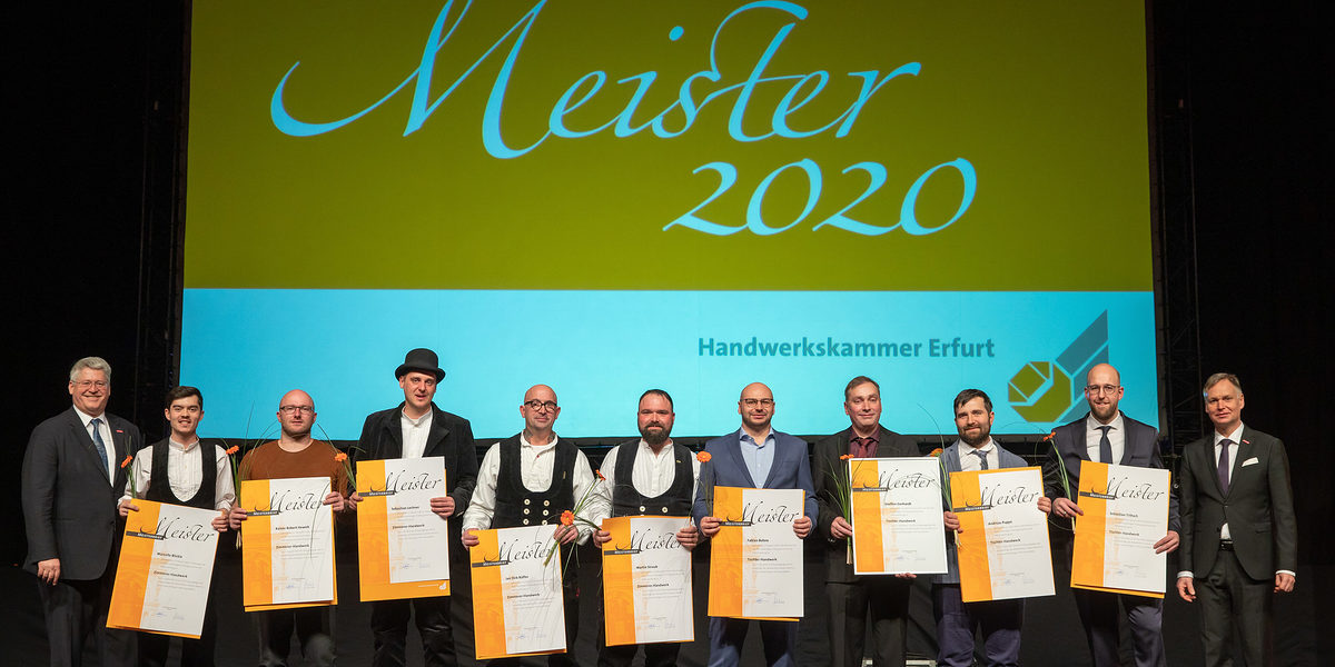 08.02.2020, Erfurt: Meisterfeier der Handwerkskammer Erfurt auf der Messe. 08.02.2020, Erfurt: Meisterfeier der Handwerkskammer Erfurt auf der Messe. Schlagwort(e): lth Handwerk Meister