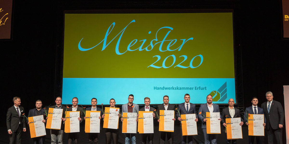 08.02.2020, Erfurt: Meisterfeier der Handwerkskammer Erfurt auf der Messe. 08.02.2020, Erfurt: Meisterfeier der Handwerkskammer Erfurt auf der Messe. Schlagwort(e): lth Handwerk Meister