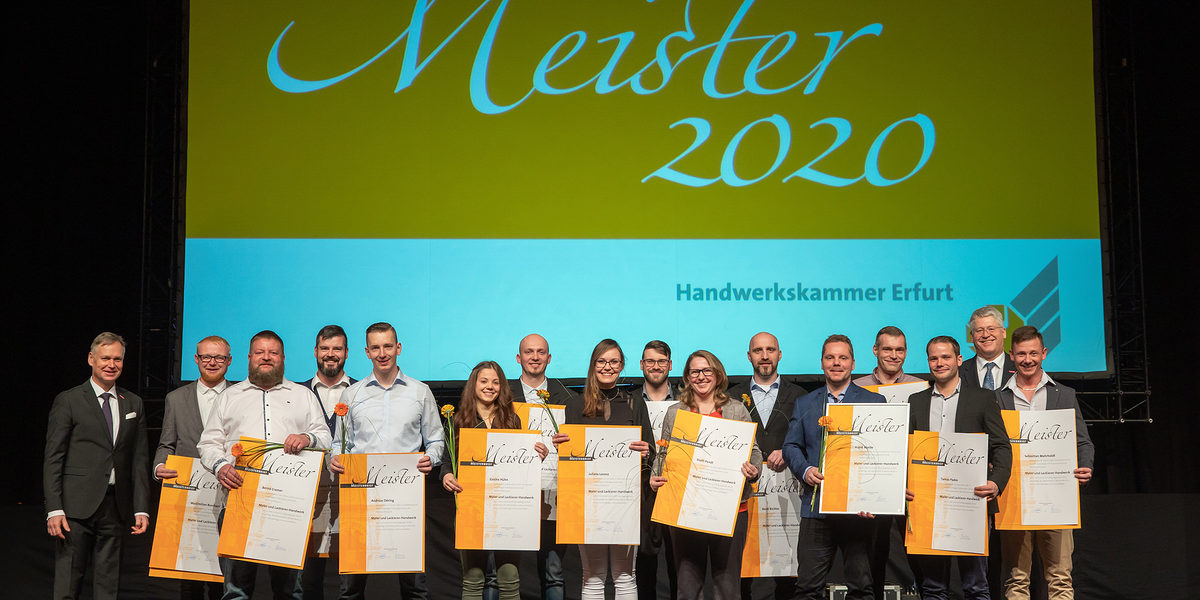 08.02.2020, Erfurt: Meisterfeier der Handwerkskammer Erfurt auf der Messe. 08.02.2020, Erfurt: Meisterfeier der Handwerkskammer Erfurt auf der Messe. Schlagwort(e): lth Handwerk Meister