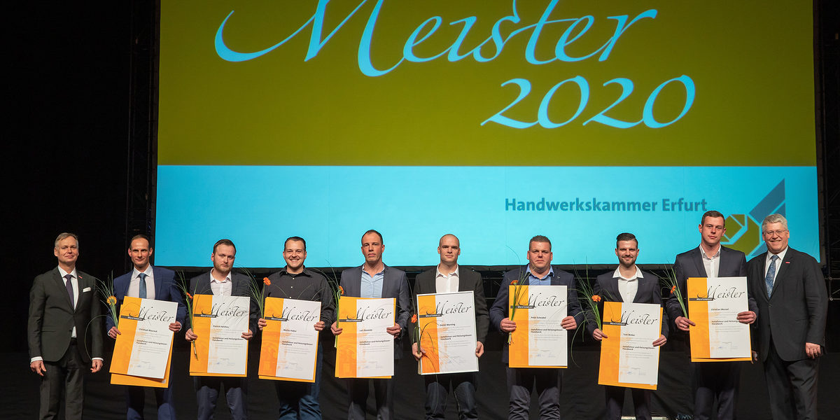 08.02.2020, Erfurt: Meisterfeier der Handwerkskammer Erfurt auf der Messe. 08.02.2020, Erfurt: Meisterfeier der Handwerkskammer Erfurt auf der Messe. Schlagwort(e): lth Handwerk Meister