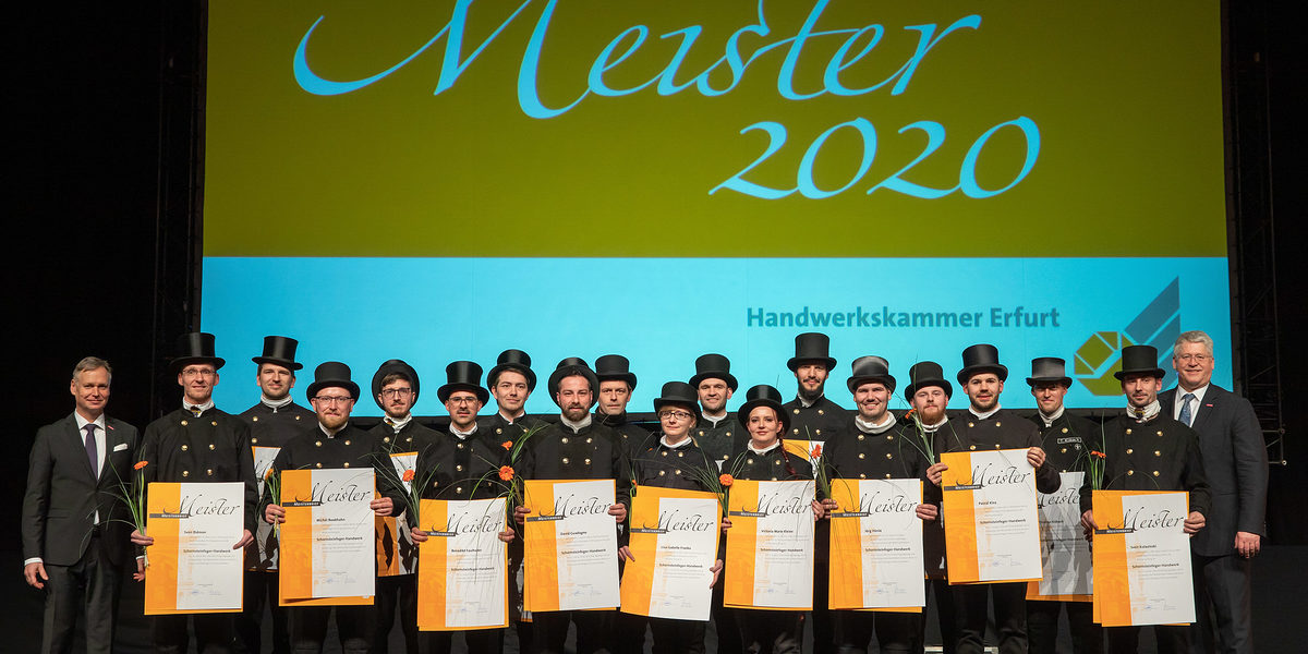08.02.2020, Erfurt: Meisterfeier der Handwerkskammer Erfurt auf der Messe. 08.02.2020, Erfurt: Meisterfeier der Handwerkskammer Erfurt auf der Messe. Schlagwort(e): lth Handwerk Meister