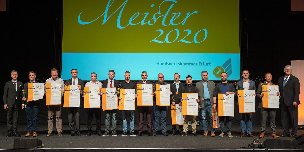 08.02.2020, Erfurt: Meisterfeier der Handwerkskammer Erfurt auf der Messe. 08.02.2020, Erfurt: Meisterfeier der Handwerkskammer Erfurt auf der Messe. Schlagwort(e): lth Handwerk Meister