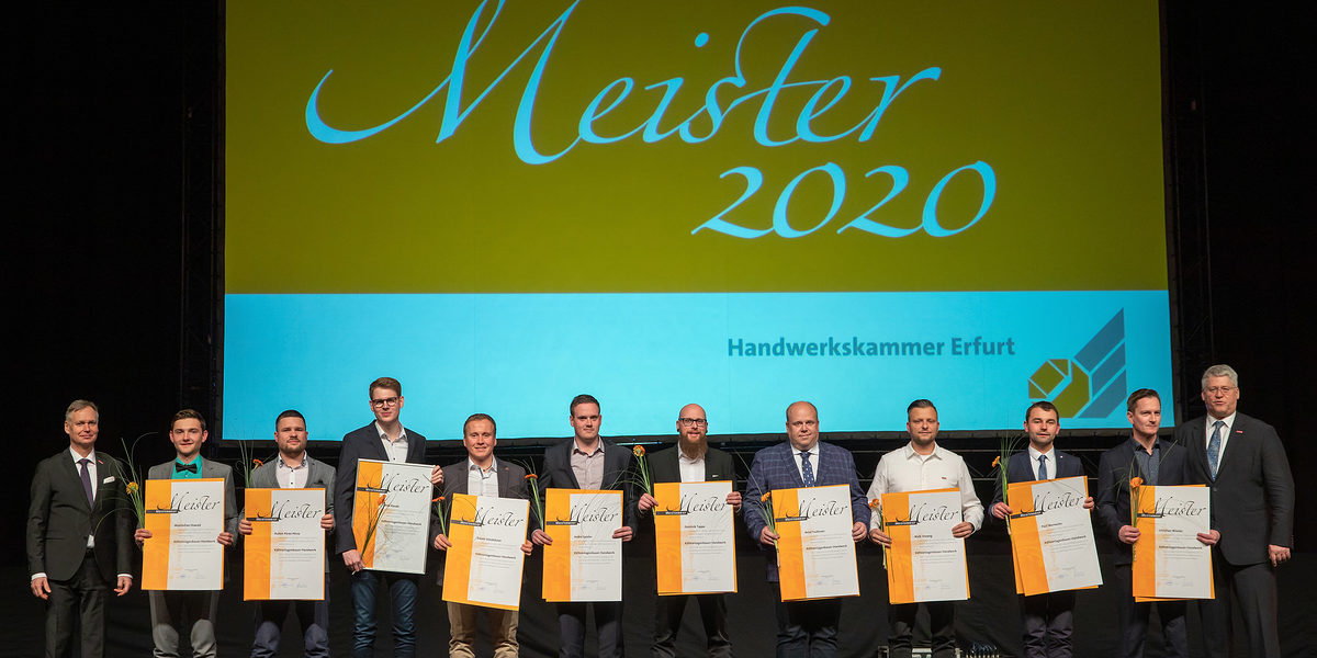 08.02.2020, Erfurt: Meisterfeier der Handwerkskammer Erfurt auf der Messe. 08.02.2020, Erfurt: Meisterfeier der Handwerkskammer Erfurt auf der Messe. Schlagwort(e): lth Handwerk Meister
