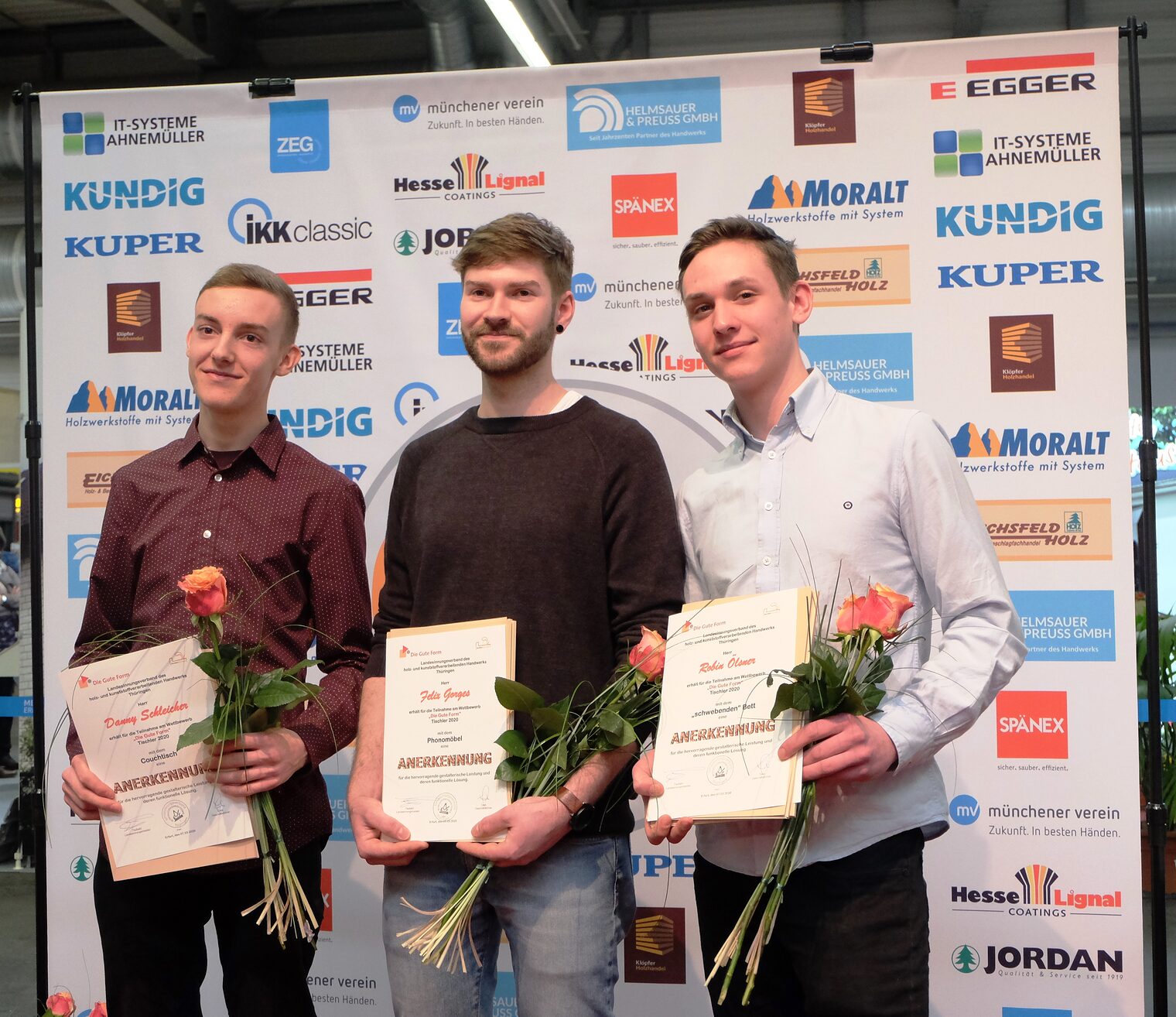 Danny Schleicher, Felix Gorges und Robin Ölsner (von links) waren die Sieger der Sonderschau "Die Gute Form".