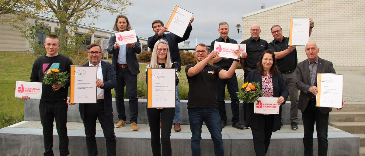 Vorbildliche Leistung gewürdigt: Gleich fünf Handwerksbetriebe haben den Ausbildungs-Award 2021 der Handwerkskammer Erfurt erhalten.