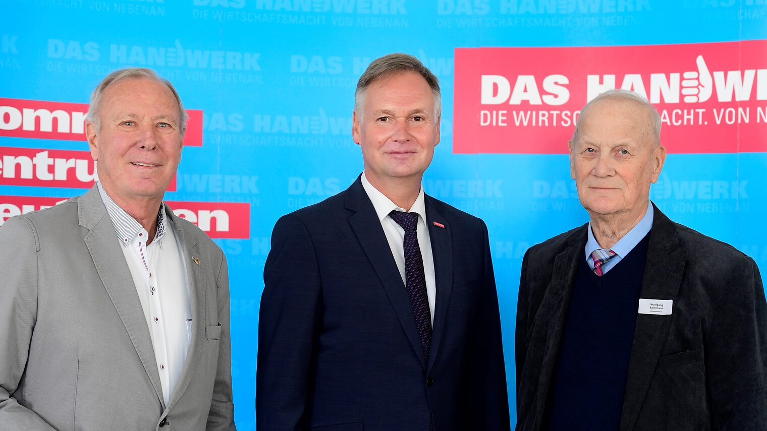 Die drei Präsidenten des Thüringer Handwerkstages: Rolf Ostermann, der von 2001 bis 2012 THT-Präsident war, Stefan Lobenstein, seit 2012 der aktuelle Präsident, und Wolfgang Bachmann, unter dem der THT 1992 gegründet wurde (von links nach rechts).