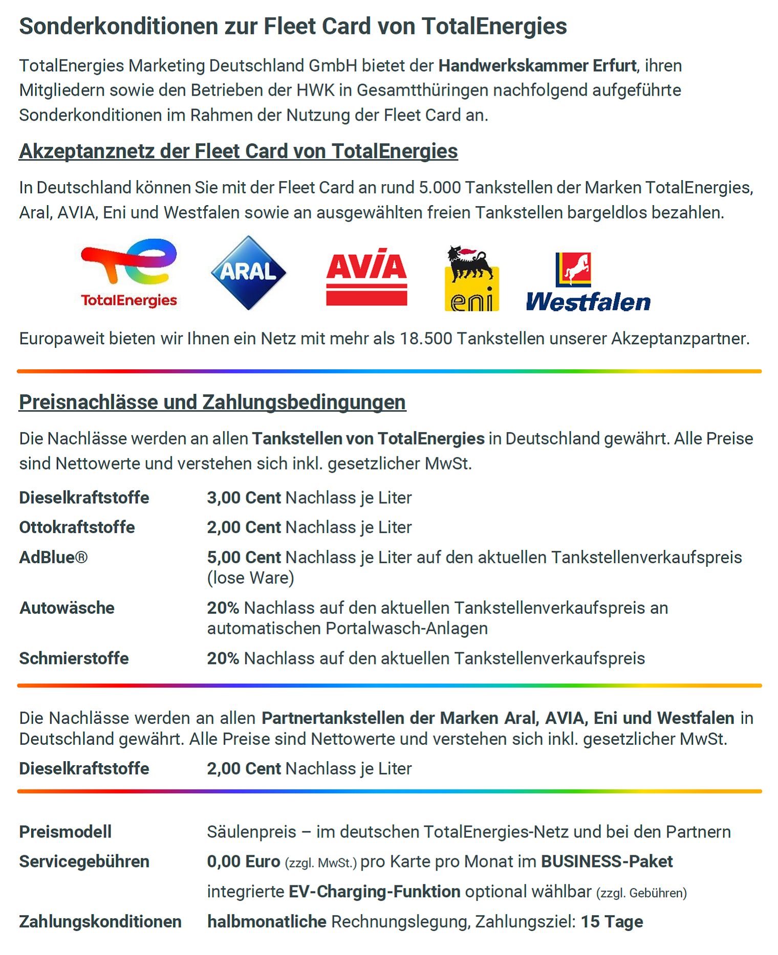 Sonderkonditionen zur Fleet Card von TotalEnergies