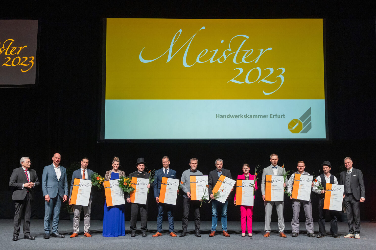 277 Jungmeisterinnen und Jungmeister im Handwerk ausgezeichnet - Meisterfeier 2023 der Handwerkskammer Erfurt in der Messehalle 1 der Messe Erfurt am Sonnabend, 11. Februar 2023 Meisterfeier der Handwerkskammer Erfurt in der Messehalle 1. Schlagwort(e): lth Handwerk