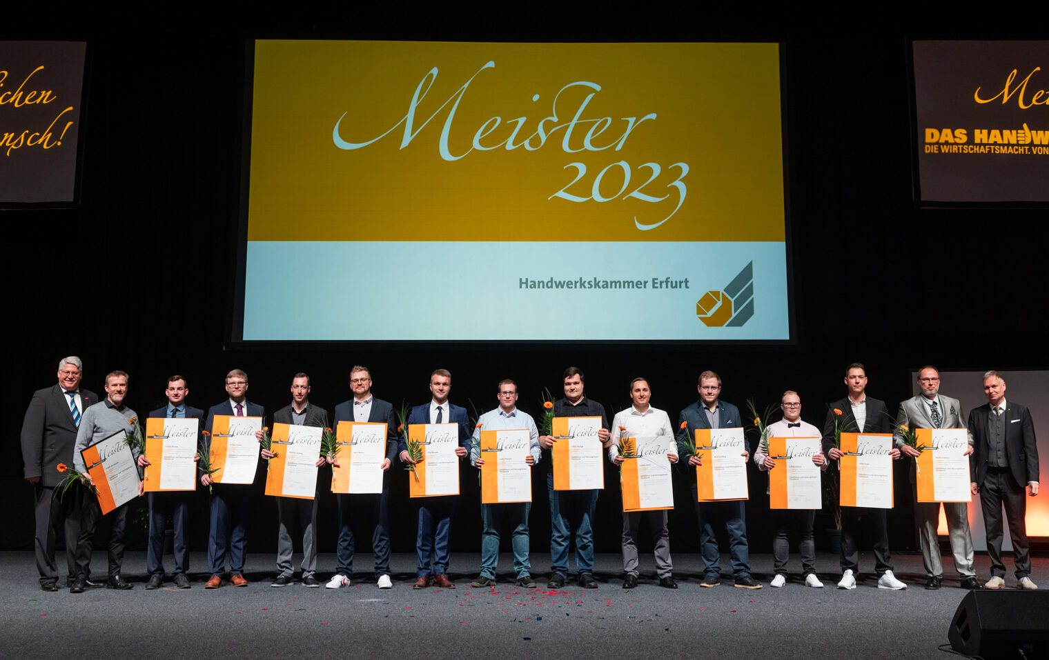 277 Jungmeisterinnen und Jungmeister im Handwerk ausgezeichnet - Meisterfeier 2023 der Handwerkskammer Erfurt in der Messehalle 1 der Messe Erfurt am Sonnabend, 11. Februar 2023 Meisterfeier der Handwerkskammer Erfurt in der Messehalle 1. Schlagwort(e): lth Handwerk