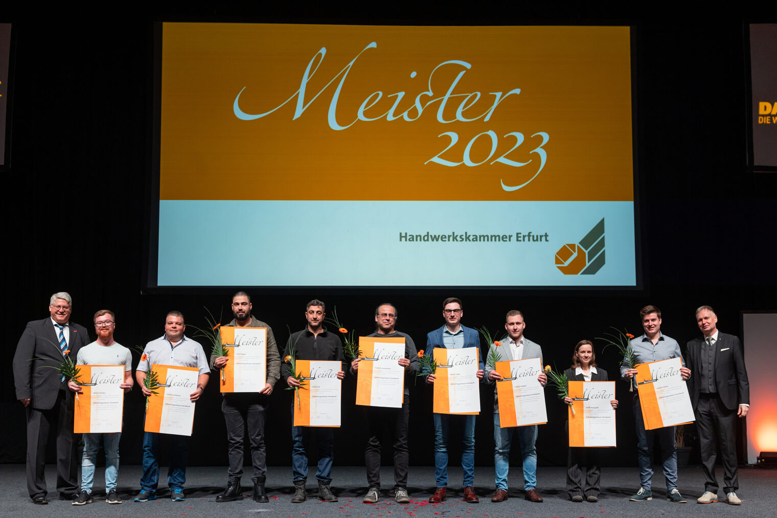 277 Jungmeisterinnen und Jungmeister im Handwerk ausgezeichnet - Meisterfeier 2023 der Handwerkskammer Erfurt in der Messehalle 1 der Messe Erfurt am Sonnabend, 11. Februar 2023 Meisterfeier der Handwerkskammer Erfurt in der Messehalle 1. Schlagwort(e): lth Handwerk