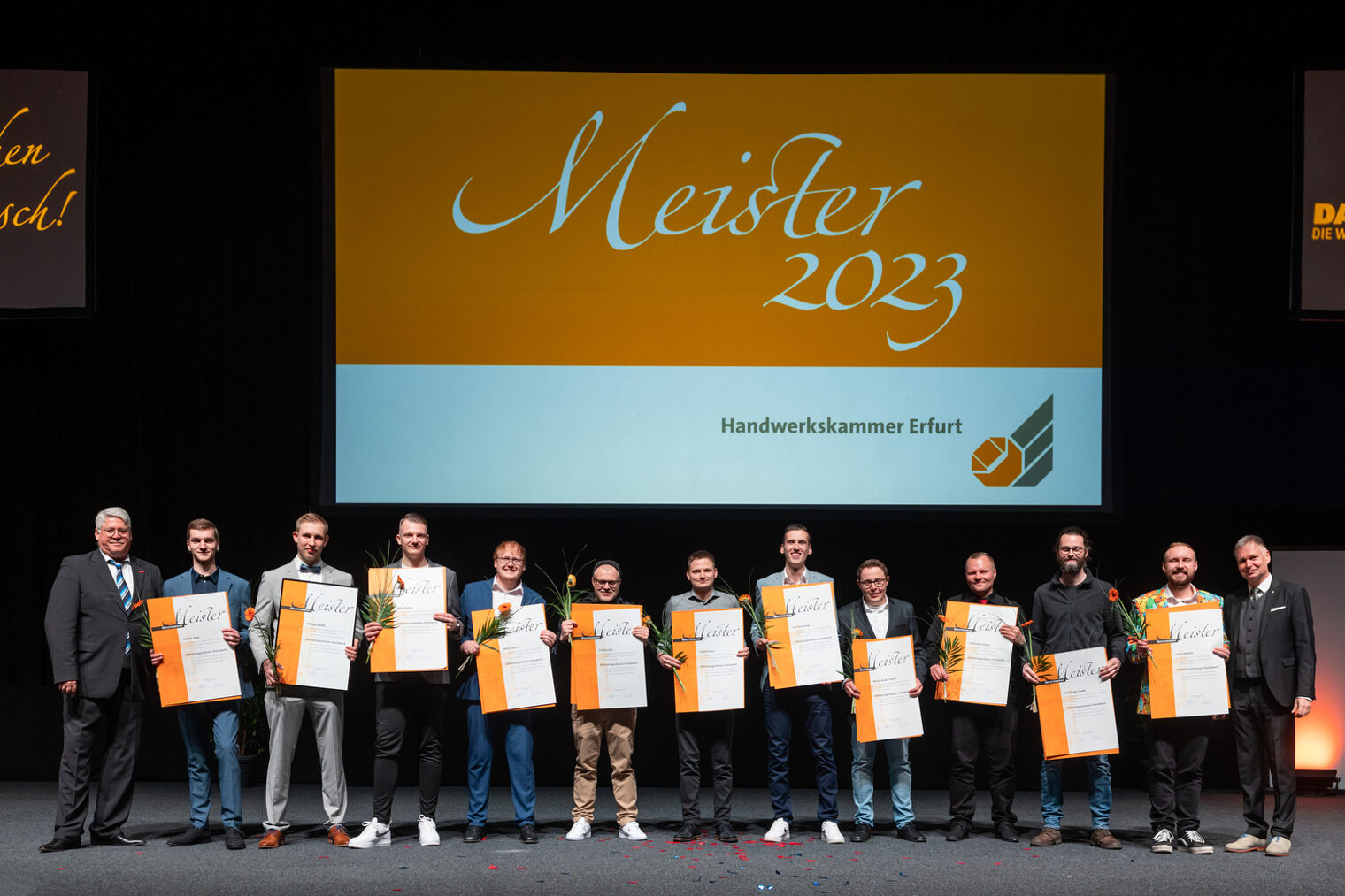 277 Jungmeisterinnen und Jungmeister im Handwerk ausgezeichnet - Meisterfeier 2023 der Handwerkskammer Erfurt in der Messehalle 1 der Messe Erfurt am Sonnabend, 11. Februar 2023 Meisterfeier der Handwerkskammer Erfurt in der Messehalle 1. Schlagwort(e): lth Handwerk