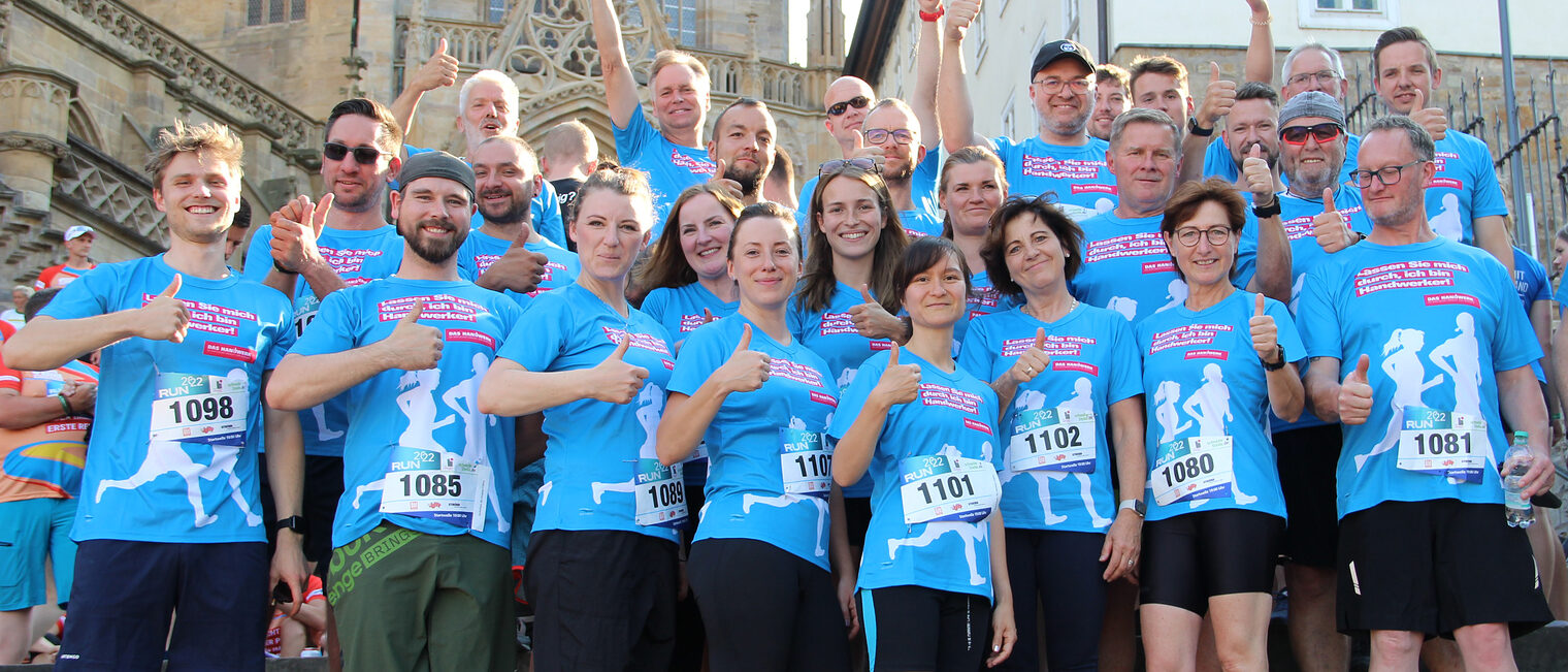 Unter dem Motto "Running together to win" startete das Team "Handwerk" 2022 beim RUN-Unternehmenslauf in Erfurt. Unter dem Motto "Running together to win" startete das Team "Handwerk" 2022 beim RUN-Unternehmenslauf in Erfurt.