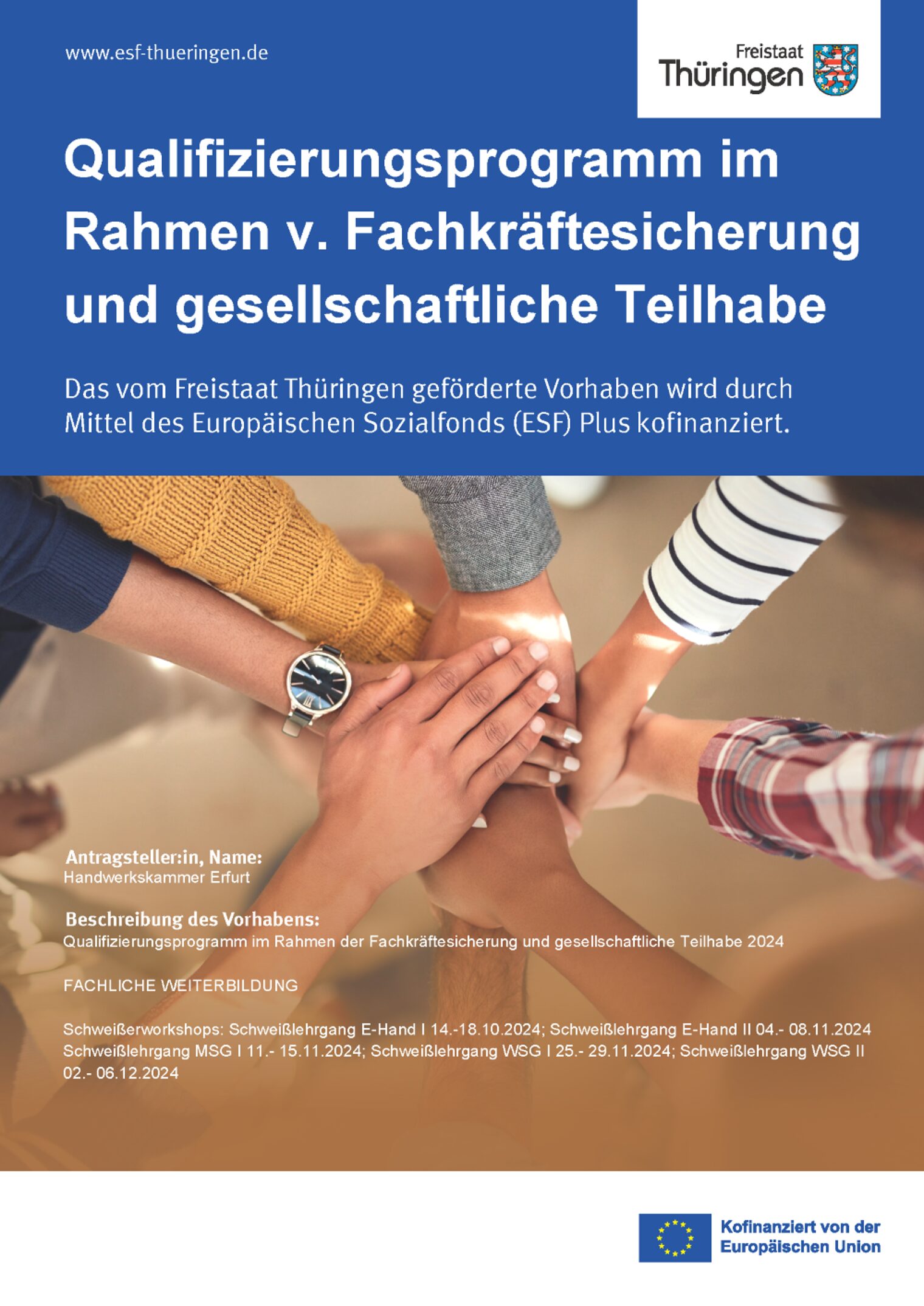 Thueringen-Vorlagen-ESF-Plakat-Haende FKS Schweißen